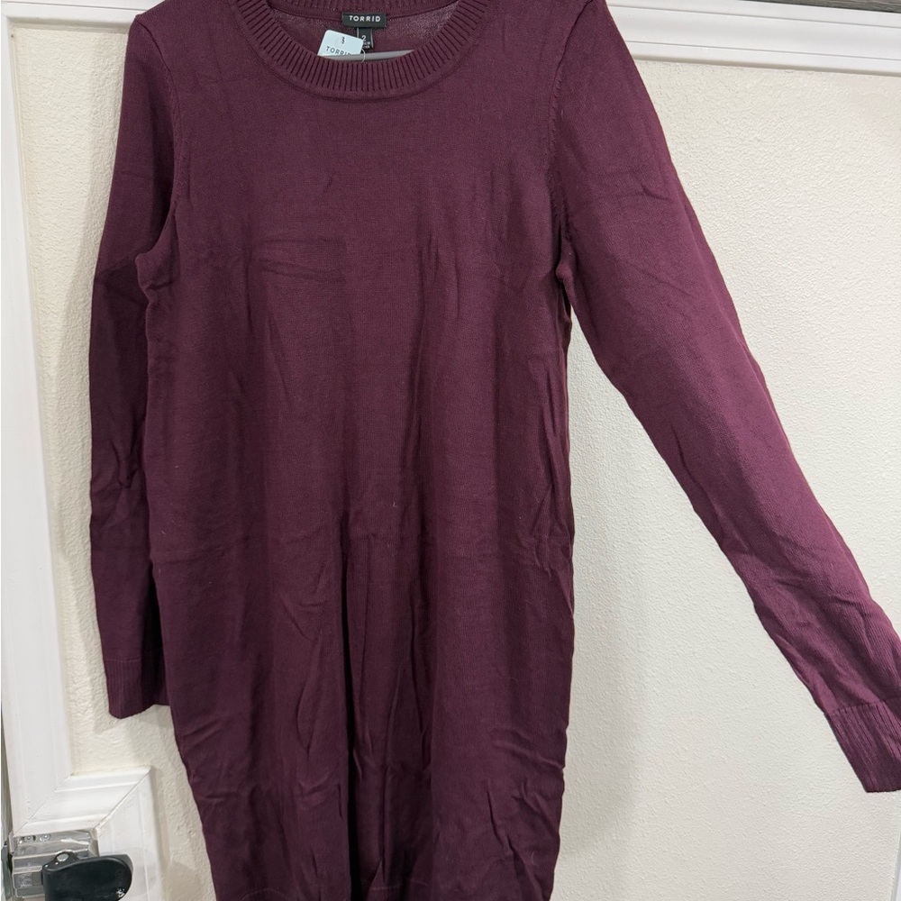 Torrid Wine Lace Trim Sweater Dress